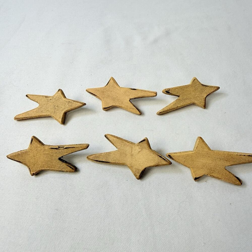 Rustic Wood Star Push Pins Set Of 6